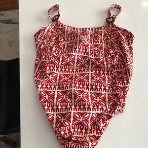 Lands end red & white swim suit